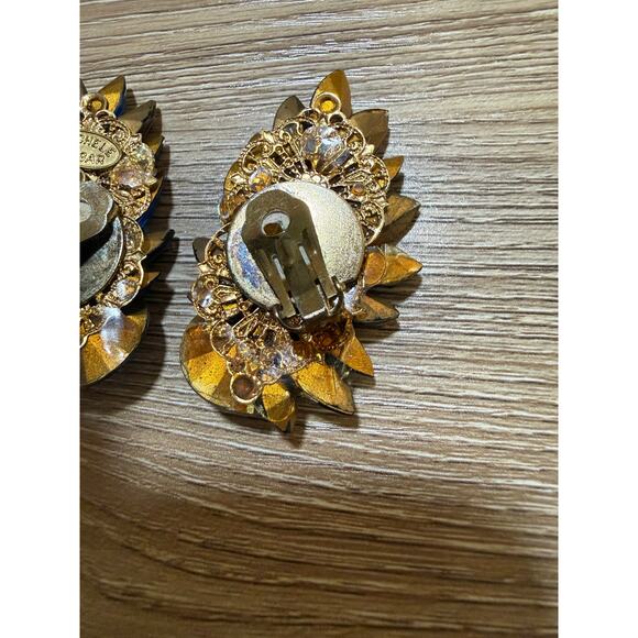 Vintage Michele Sugar Royal Blue and Purple Wing Drop Clip-On Earrings - Picture 5 of 5